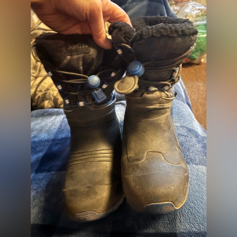 Black Winter Boots with Blue Accents